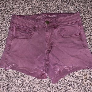 American Eagle maroon High rise super stretch shorts.